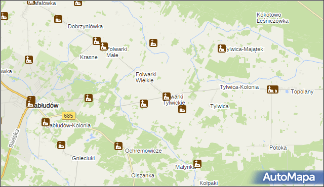 mapa Folwarki Tylwickie, Folwarki Tylwickie na mapie Targeo