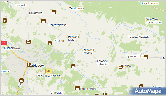 mapa Folwarki Wielkie, Folwarki Wielkie na mapie Targeo