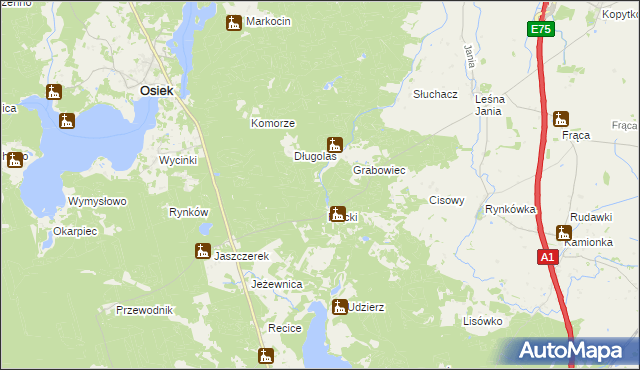 mapa Frąca gmina Osiek, Frąca gmina Osiek na mapie Targeo