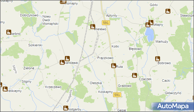 mapa Frączkowo, Frączkowo na mapie Targeo