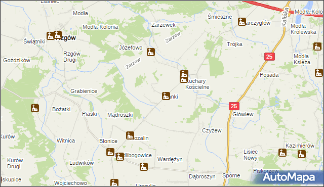 mapa Franki gmina Rychwał, Franki gmina Rychwał na mapie Targeo