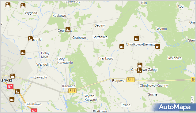 mapa Frankowo gmina Przasnysz, Frankowo gmina Przasnysz na mapie Targeo