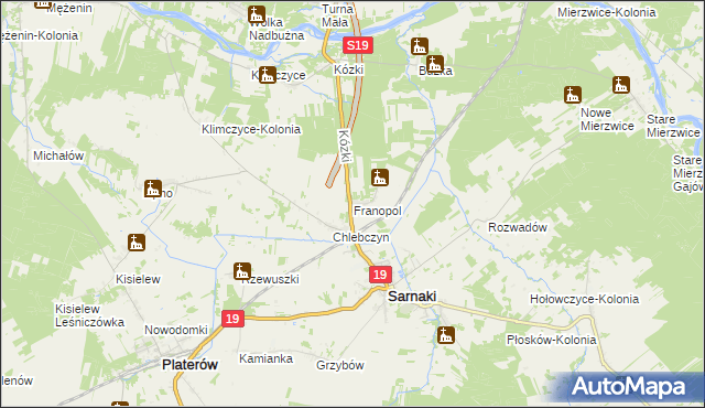 mapa Franopol gmina Sarnaki, Franopol gmina Sarnaki na mapie Targeo