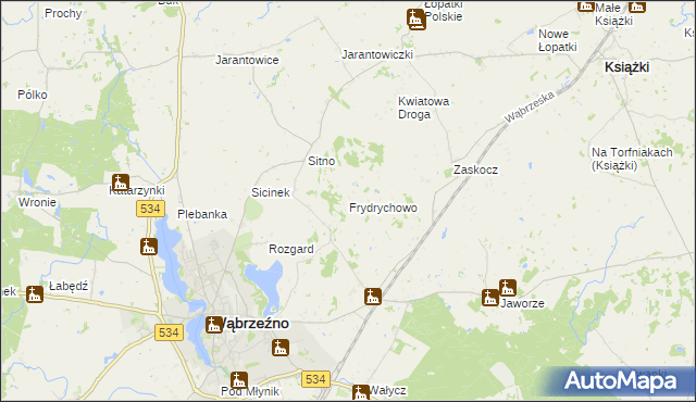 mapa Frydrychowo gmina Ryńsk, Frydrychowo gmina Ryńsk na mapie Targeo
