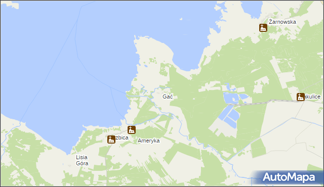 mapa Gać gmina Główczyce, Gać gmina Główczyce na mapie Targeo