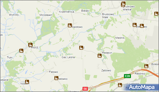 mapa Gać gmina Słupsk, Gać gmina Słupsk na mapie Targeo