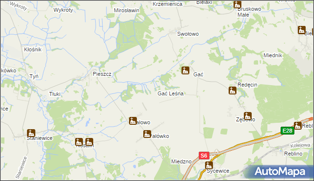 mapa Gać Leśna, Gać Leśna na mapie Targeo