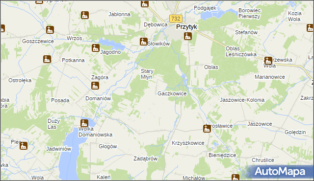 mapa Gaczkowice, Gaczkowice na mapie Targeo