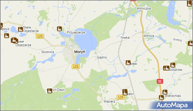 mapa Gądno, Gądno na mapie Targeo