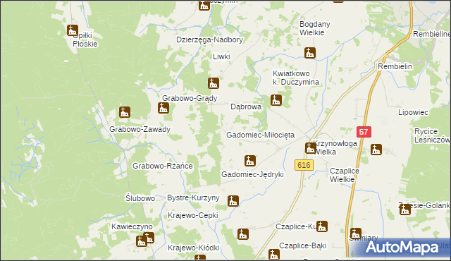 mapa Gadomiec-Miłocięta, Gadomiec-Miłocięta na mapie Targeo