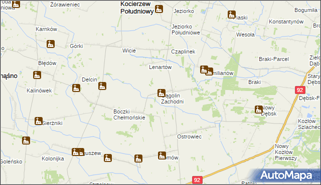 mapa Gągolin Zachodni, Gągolin Zachodni na mapie Targeo