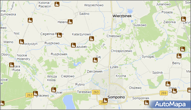 mapa Gaj gmina Wierzbinek, Gaj gmina Wierzbinek na mapie Targeo