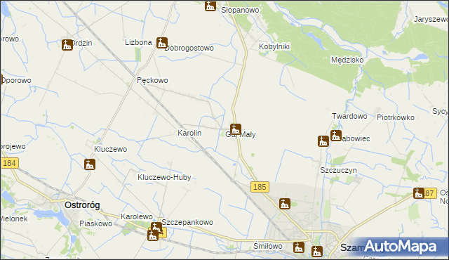 mapa Gaj Mały gmina Obrzycko, Gaj Mały gmina Obrzycko na mapie Targeo