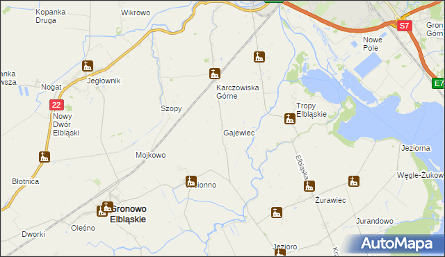 mapa Gajewiec, Gajewiec na mapie Targeo