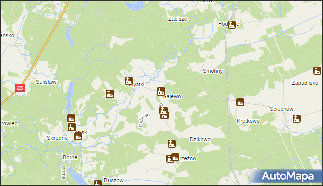 mapa Gajewo gmina Lubiszyn, Gajewo gmina Lubiszyn na mapie Targeo