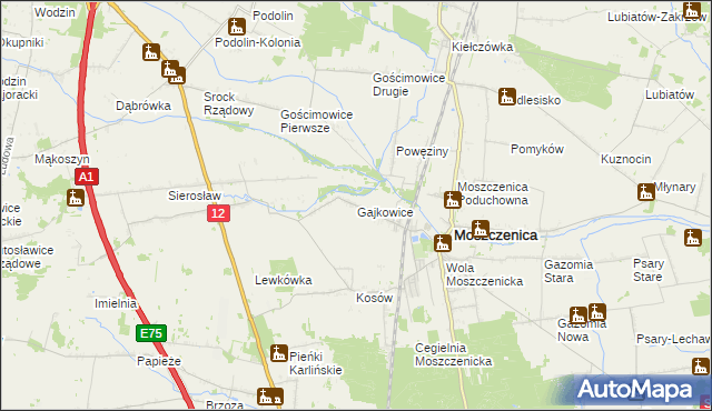 mapa Gajkowice, Gajkowice na mapie Targeo