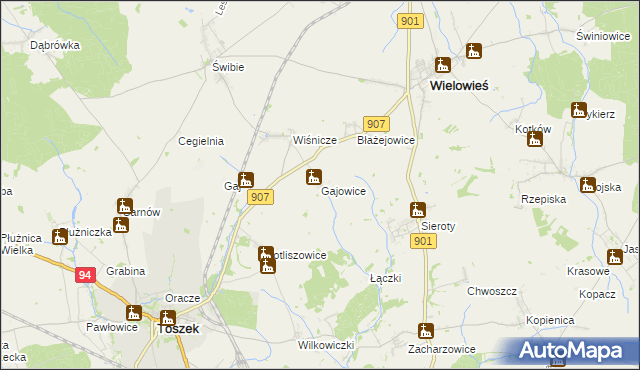 mapa Gajowice, Gajowice na mapie Targeo