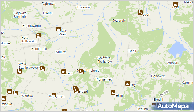 mapa Gajówka Florianów, Gajówka Florianów na mapie Targeo