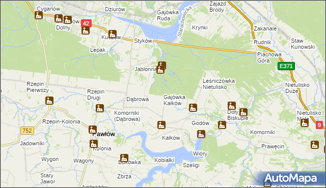 mapa Gajówka Kałków, Gajówka Kałków na mapie Targeo