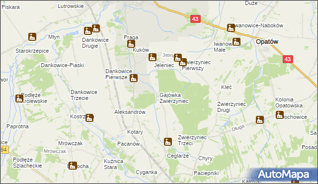 mapa Gajówka Zwierzyniec, Gajówka Zwierzyniec na mapie Targeo