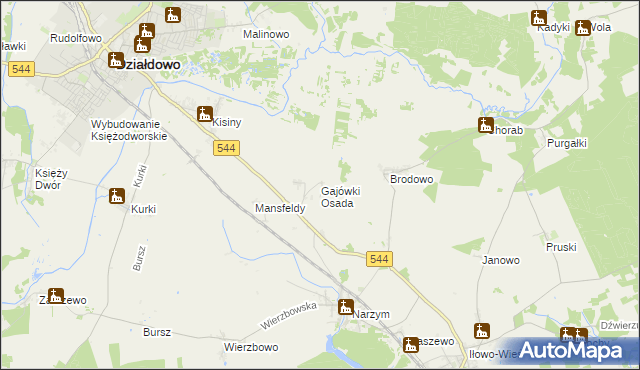 mapa Gajówki Osada, Gajówki Osada na mapie Targeo