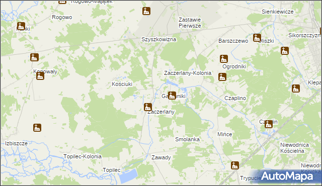 mapa Gajowniki, Gajowniki na mapie Targeo