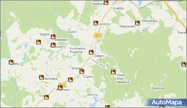 mapa Gałajny, Gałajny na mapie Targeo