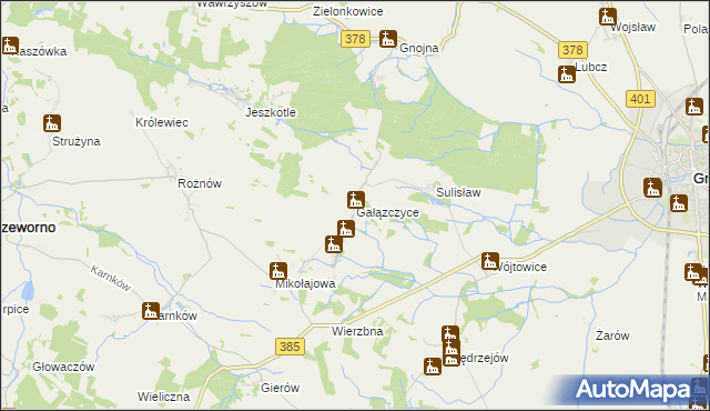 mapa Gałązczyce, Gałązczyce na mapie Targeo