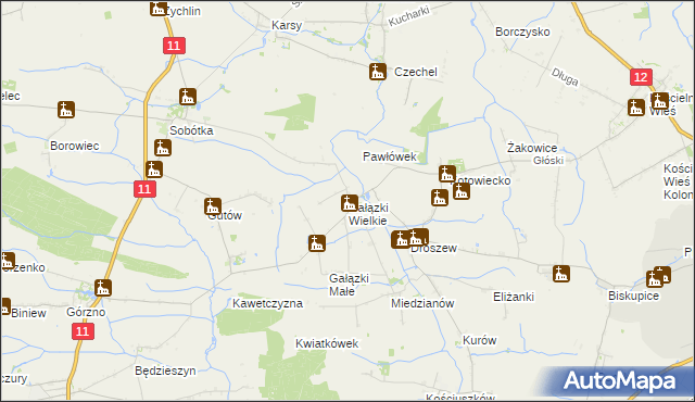 mapa Gałązki Wielkie, Gałązki Wielkie na mapie Targeo