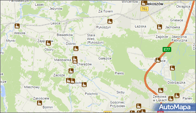 mapa Gałęzice, Gałęzice na mapie Targeo
