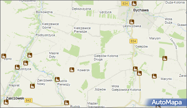 mapa Gałęzów-Kolonia Druga, Gałęzów-Kolonia Druga na mapie Targeo