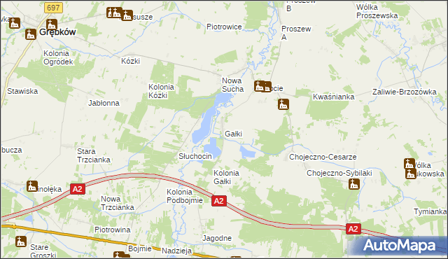 mapa Gałki gmina Grębków, Gałki gmina Grębków na mapie Targeo