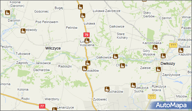 mapa Gałkowice-Ocin, Gałkowice-Ocin na mapie Targeo