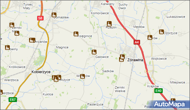 mapa Galowice, Galowice na mapie Targeo