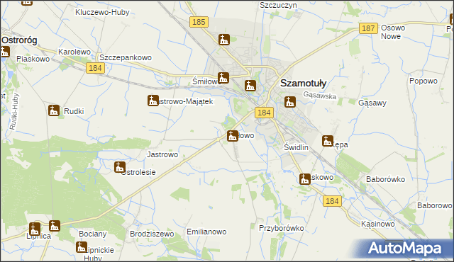 mapa Gałowo gmina Szamotuły, Gałowo gmina Szamotuły na mapie Targeo