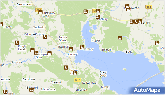 mapa Garbary gmina Michałowo, Garbary gmina Michałowo na mapie Targeo