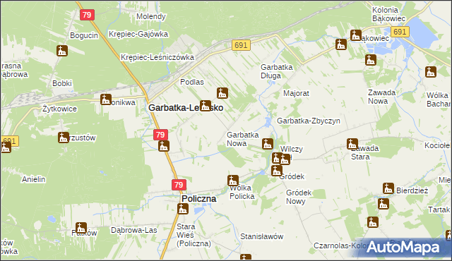 mapa Garbatka Nowa, Garbatka Nowa na mapie Targeo