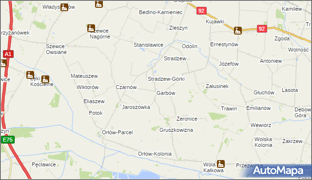 mapa Garbów gmina Bedlno, Garbów gmina Bedlno na mapie Targeo