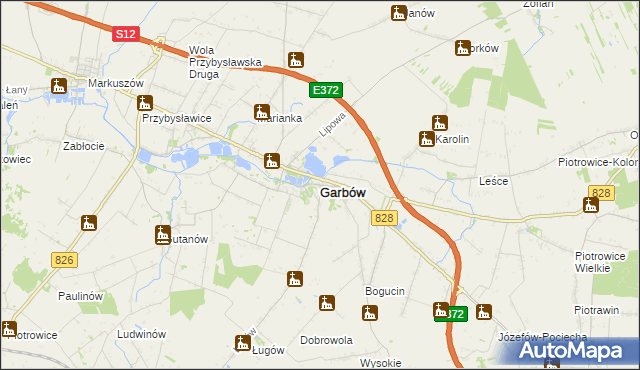 mapa Garbów powiat lubelski, Garbów powiat lubelski na mapie Targeo