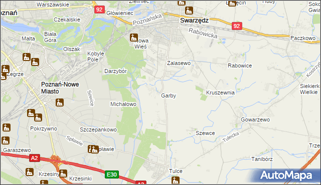 mapa Garby gmina Swarzędz, Garby gmina Swarzędz na mapie Targeo