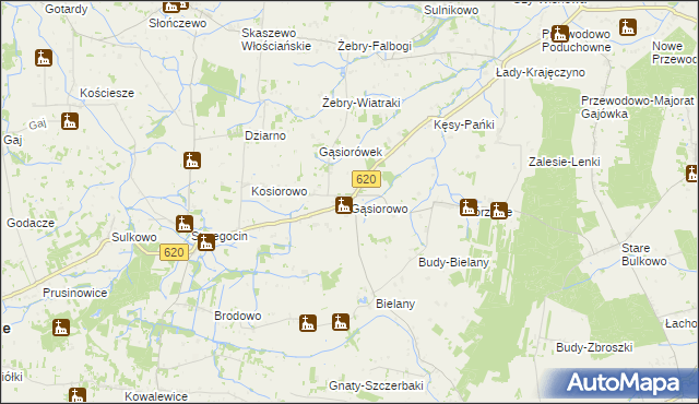 mapa Gąsiorowo gmina Świercze, Gąsiorowo gmina Świercze na mapie Targeo