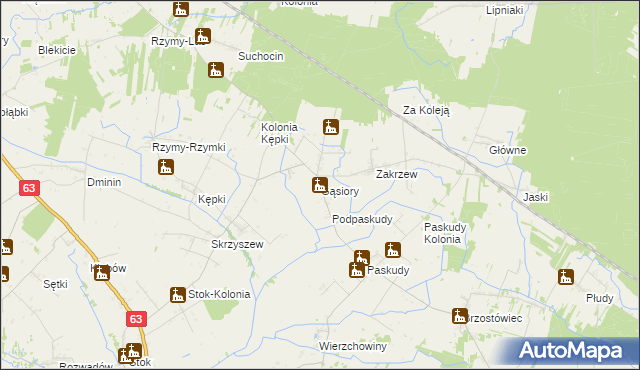 mapa Gąsiory gmina Ulan-Majorat, Gąsiory gmina Ulan-Majorat na mapie Targeo