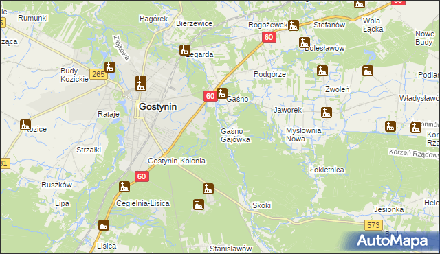 mapa Gaśno Gajówka, Gaśno Gajówka na mapie Targeo