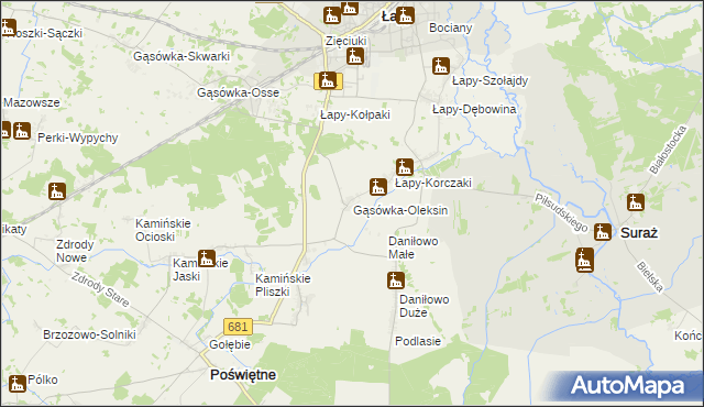 mapa Gąsówka-Oleksin, Gąsówka-Oleksin na mapie Targeo