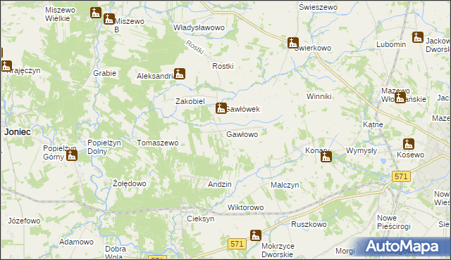 mapa Gawłowo, Gawłowo na mapie Targeo