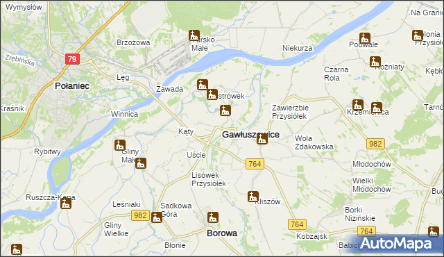 mapa Gawłuszowice, Gawłuszowice na mapie Targeo