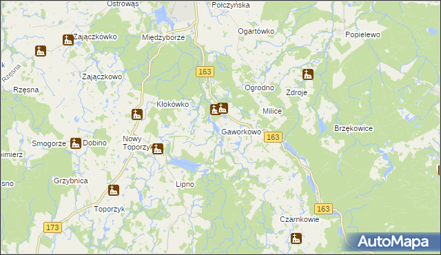 mapa Gaworkowo, Gaworkowo na mapie Targeo