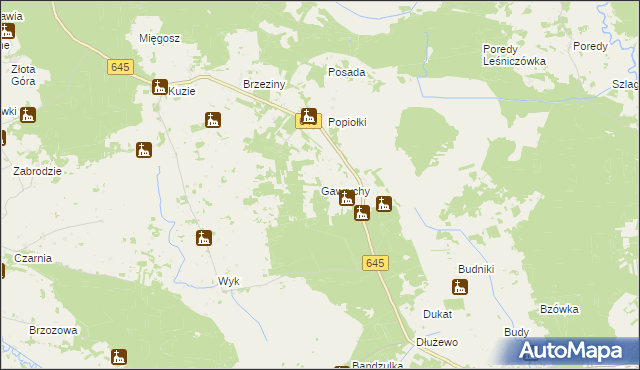 mapa Gawrychy, Gawrychy na mapie Targeo