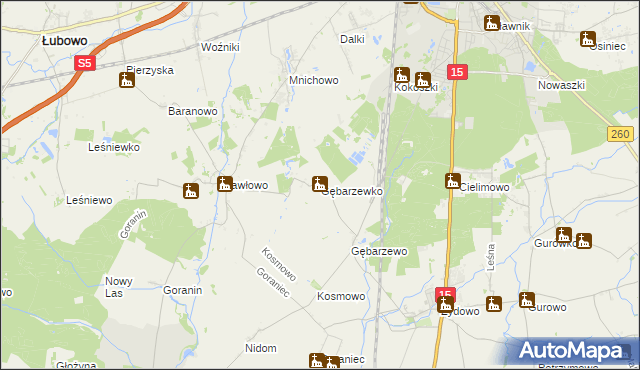 mapa Gębarzewko, Gębarzewko na mapie Targeo