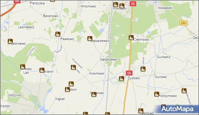 mapa Gębarzewo gmina Czerniejewo, Gębarzewo gmina Czerniejewo na mapie Targeo